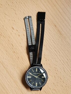 Laura Ashley Black Dial Watch with Crystal Bezel